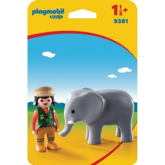 Playmobil 1.2.3 9381 Cuidadora com Elefante 2 peças