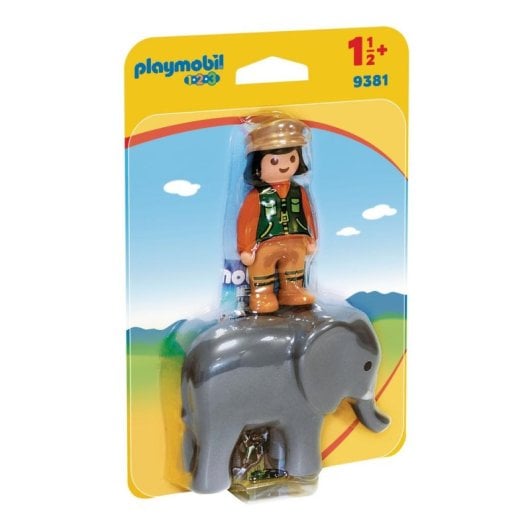 Playmobil 1.2.3 9381 Cuidadora com Elefante 2 peças