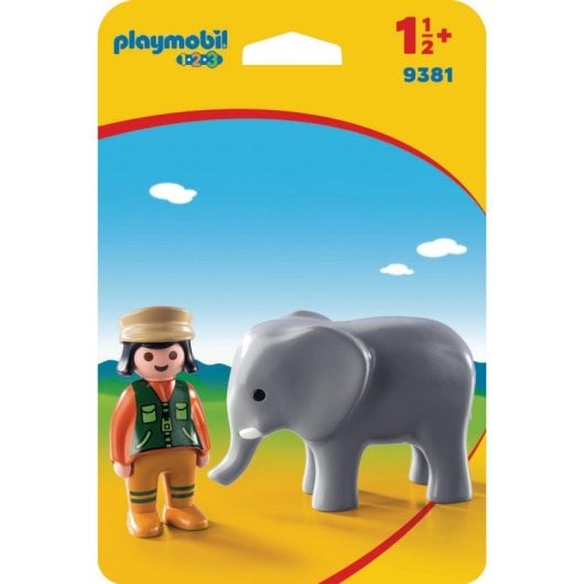 Playmobil 1.2.3 9381 Cuidadora com Elefante 2 peças