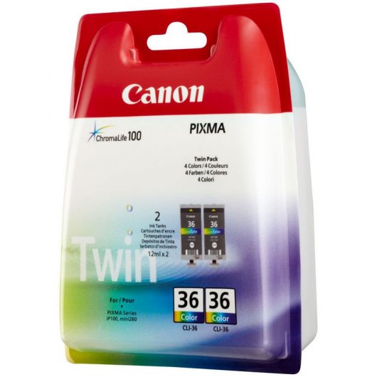 Canon CLI-36 Twin Pack Cartucho de Tinta Original Tricolor