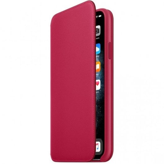 Apple Leder-Folio-Hülle in Himbeerrot für iPhone 11 Pro Max