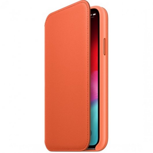 Apple Funda Leather Folio Naranja Atardecer para iPhone XS
