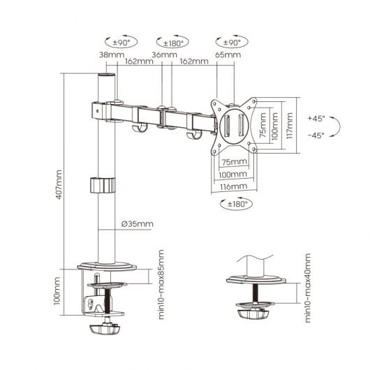 Ewent EW1510 Soporte para Monitor 32" VESA 100x100 Máx 8Kg