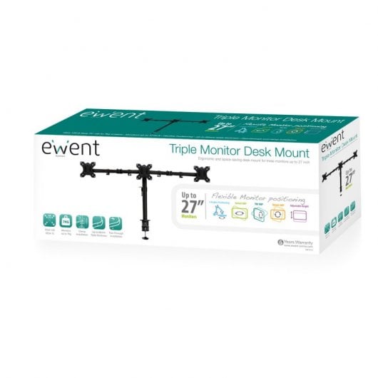 Ewent EW1513 Soporte de Mesa para 3 Monitores hasta 27" VESA 100x100 Máx 7kg