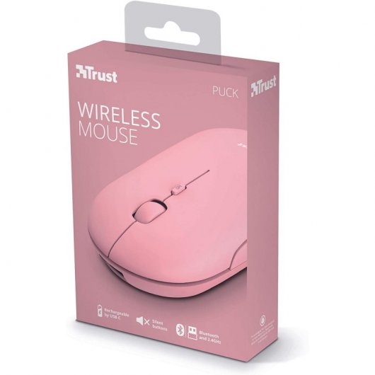 Mouse wireless Trust Puck 1600 DPI Rosa