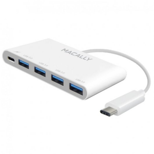 Macally UC3HUB4C  Adaptador USB-C 3.1 a 4 Puertos USB-A y 1 Puerto de Carga USB-C