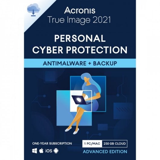 Acronis True Image Subscrição Advanced 1 Ano 1 Dispositivo 250GB Cloud Storage Licença Digital