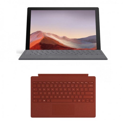 Microsoft Surface Pro 7 Intel Core i3-1005G1/4GB/128GB SSD/12.3" Platina +  Surface Pro Signa Cover Vermelho Papoila