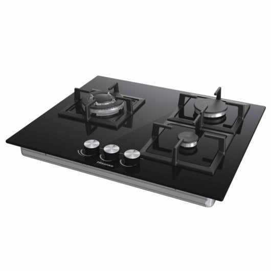 Hisense GG633B Placa de Gas 3 Zonas 60cm Cristal Negro
