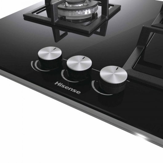 Hisense GG633B Placa de Gas 3 Zonas 60cm Cristal Negro