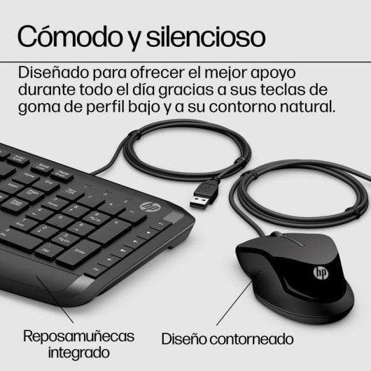 Teclado HP Pavilion 200 de membrana com rato USB, layout Espanhol, preto