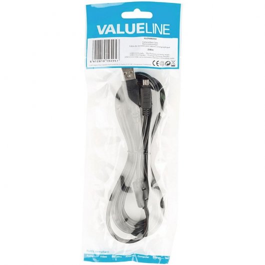 Valueline Cable para Cámaras USB 2.0 a Olympus 12 Pines Macho/Macho 2m Negro