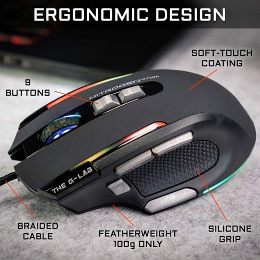 Die G-lab Kult Nitrogen Atom RGB Gaming-Maus 4800 DPI