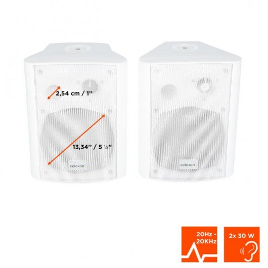 Celexon 525-W Altavoces Activos de 2 Vías 60W Blancos