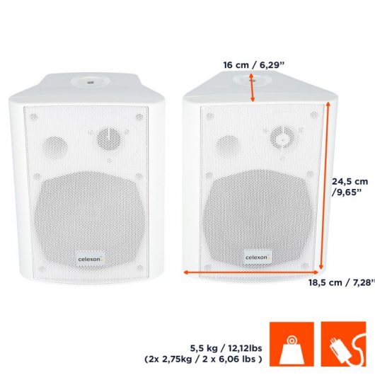 Celexon 525-W Altavoces Activos de 2 Vías 60W Blancos
