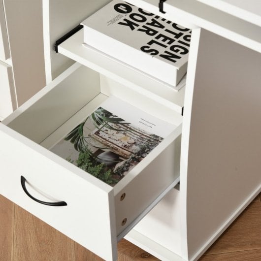 HomCom Mesa de Ordenador con Bandeja Extraíble 120x55x85cm Blanco
