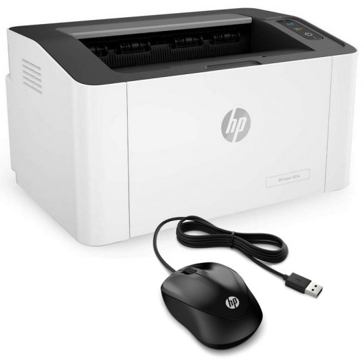 HP Pack 107w Impresora Láser Monocromo WiFi + HP 1000 Ratón USB Negro