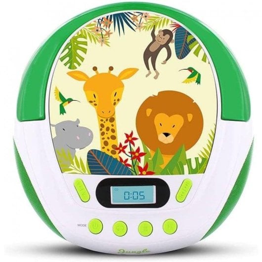 Reproductor CD Metronic Jungle 1,5W RMS USB MP3 FM AUX Verde Blanco Infantil