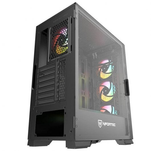 Nfortec Nekkar ARGB vetro temperato USB 3.0 nero/metallo canna di fucile