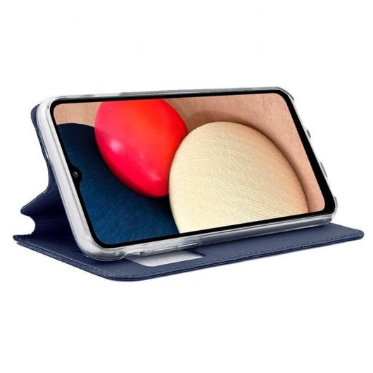 Étui à rabat bleu uni cool pour Samsung Galaxy A02s