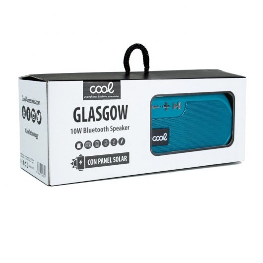Cool Glasgow Negro Altavoz Bluetooth Con Panel Solar Aguamarina