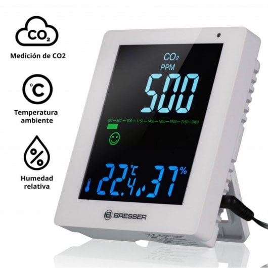 Misuratore di CO2 Bresser Smile Rilevatore di concentrazione di CO2 Bianco