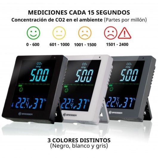 Bresser Smile Medidor CO2 Detector de Concentración de CO2 Blanco