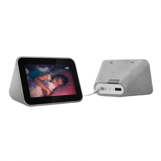 Lenovo Pack Smart Clock Reloj Despertador Inteligente con Asistente de Google Gris + Smart Bulb LED RGB Color Wifi E27 8
