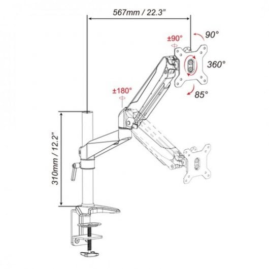 Digitus Soporte Monitor 15"/27" VESA 100x100 8Kg