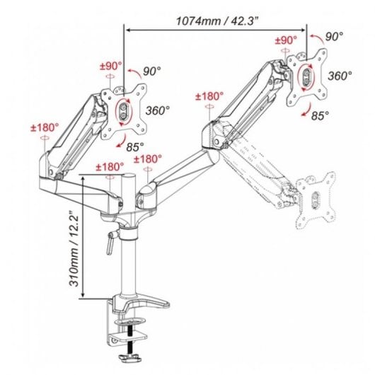 Digitus Suporte Duplo para Monitor 15"/27" VESA 100x100 8Kg