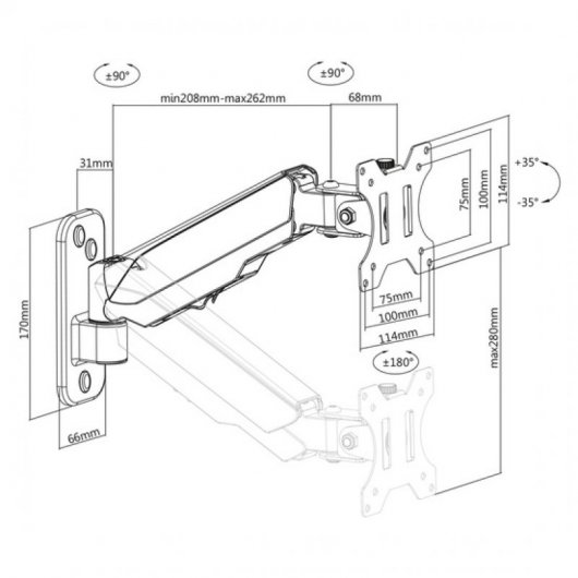 Digitus Soporte Monitor 7"/32" VESA 100x100 8Kg