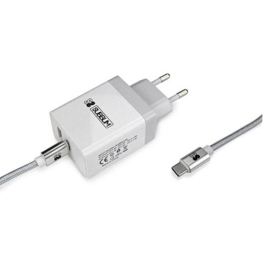 Caricatore da muro USB Subblim 2.4A + cavo USB-C Bianco