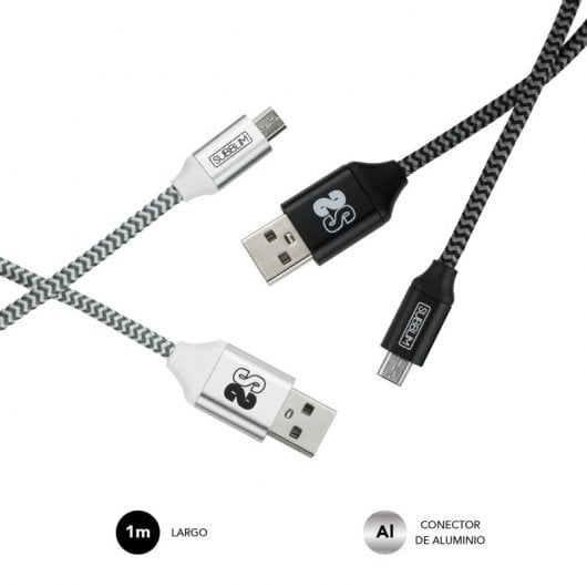 Subblim Pack de 2 Cables MicroUSB a USB 2.0 1m Negro