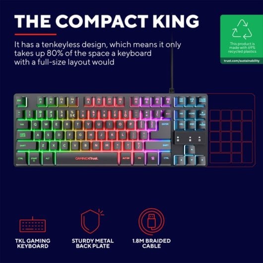 Trust GXT 833 Thado Teclado Gaming TKL Retroiluminado