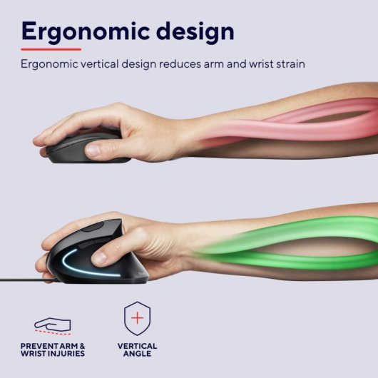Trust Verto Ratón Ergonómico Vertical USB 1600 DPI Negro