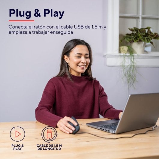 Trust Verto Ratón Ergonómico Vertical USB 1600 DPI Negro