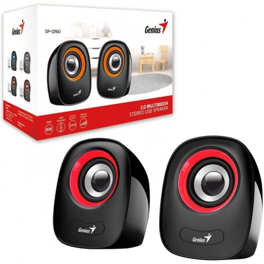 Genius SP-Q160 Altavoces 2.0 6W Negro/Rojo