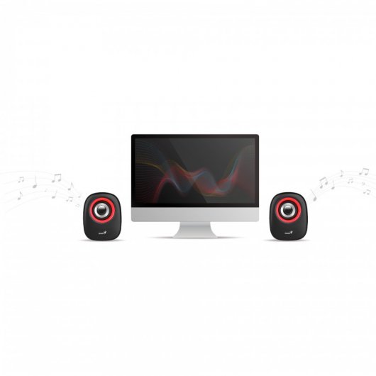 Genius SP-Q160 Altavoces 2.0 6W Negro/Rojo