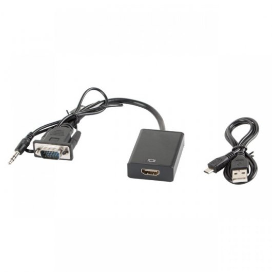 Lanberg Adaptador VGA + Jack 3.5mm a HDMI Macho/Hembra Negro