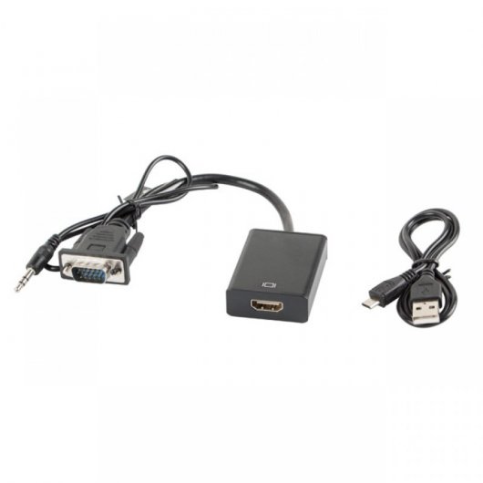 Adattatore Lanberg VGA + jack da 3,5 mm a HDMI maschio/femmina nero