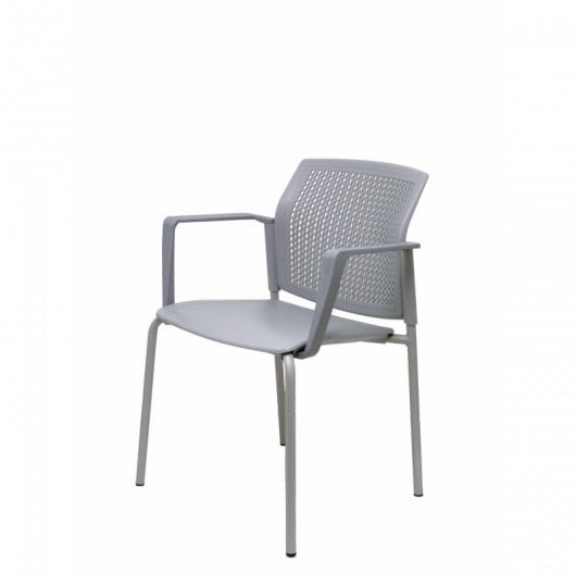 Piqueras y Crespo Sege Pack de 4 Sillas PVC Chasis con Brazos Gris
