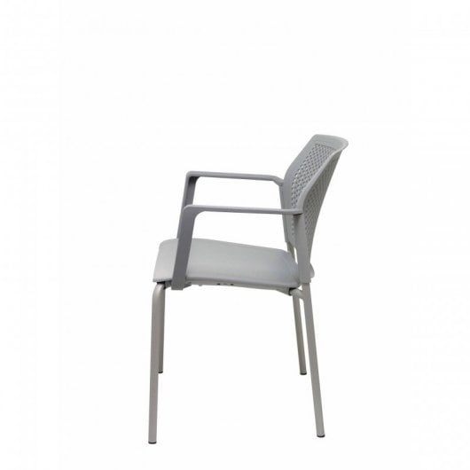 Piqueras y Crespo Sege Pack de 4 Sillas PVC Chasis con Brazos Gris