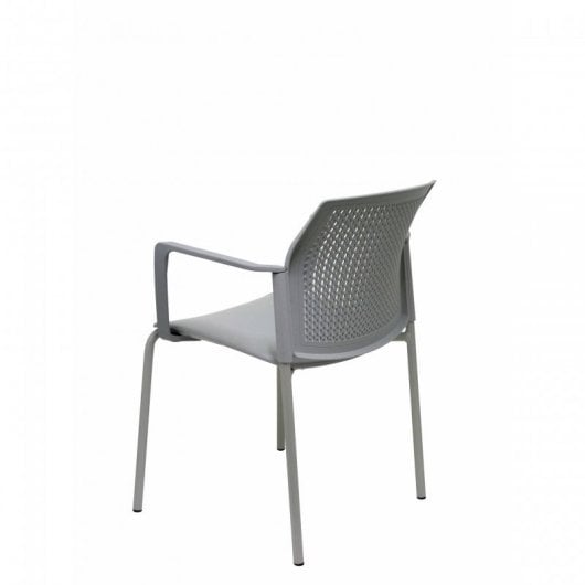 Piqueras y Crespo Sege Pack de 4 Sillas PVC Chasis con Brazos Gris