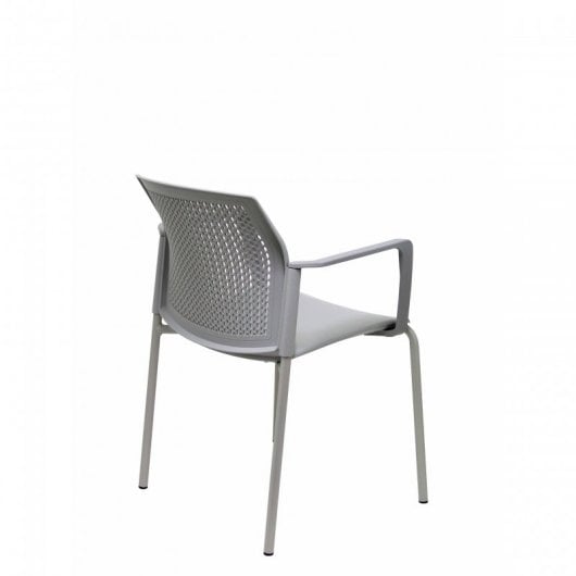 Piqueras y Crespo Sege Pack de 4 Sillas PVC Chasis con Brazos Gris