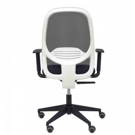 Piqueras y Crespo Cilanco Silla Blanca Malla Negra Asiento Bali Negro Brazo Regulable