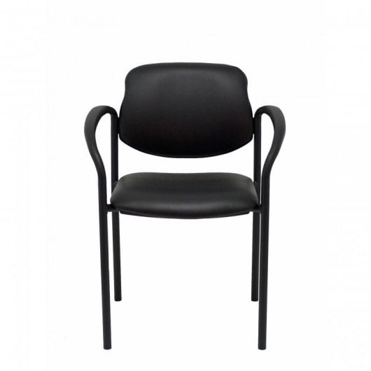 Sedia fissa Piqueras y Crespo Villalgordo Telaio in pelle simil nera con braccioli neri