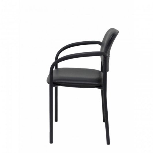 Sedia fissa Piqueras y Crespo Villalgordo Telaio in pelle simil nera con braccioli neri