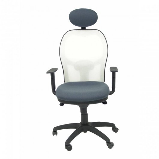 Piqueras y Crespo Jorquera Silla Malla Blanca Asiento Bali Gris Oscuro con Cabecero Fijo