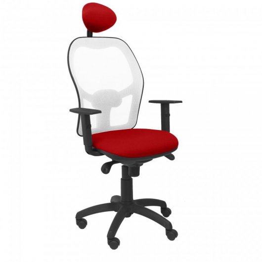 Piqueras y Crespo Jorquera Silla Malla Blanca Asiento Bali con Cabecero Fijo Rojo