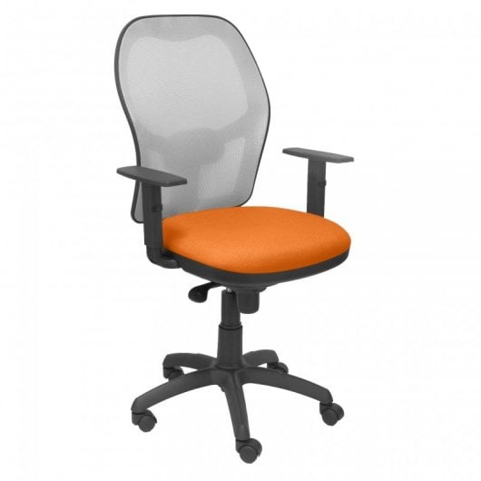 Piqueras und Crespo Jorquera Stuhl aus grauem Netzgewebe mit orangefarbenem Bali-Sitz